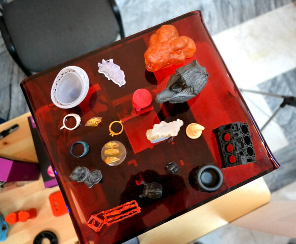 Objects photopolymer printed on a 3d printer. Top view