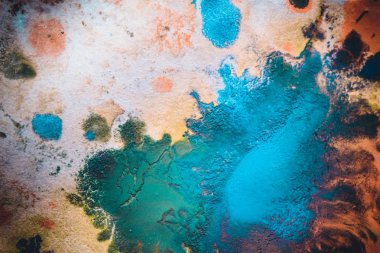 çok renkli boya lekeleri, damlalar, sıçramalar, karıştırma