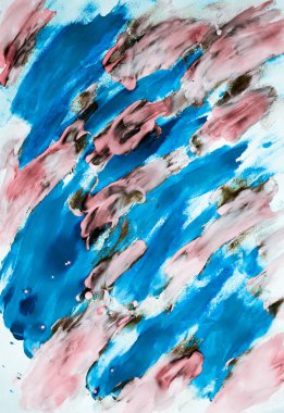 Kağıt üzerinde soyut mavi ve turuncu renk