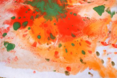 Turuncu, kırmızı, yeşil, lekeler, sıçramalar, damlalar, lekeler