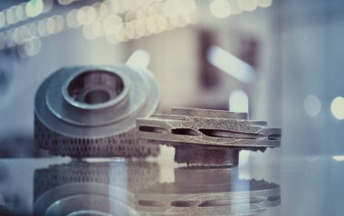 Metal 3d yazıcıya yakın çekimde yazdırılan nesne.