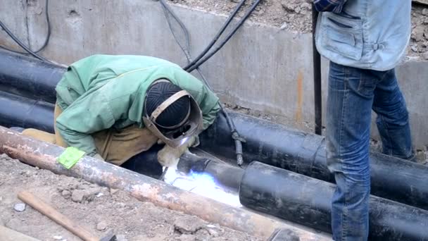 新しい水道管の溶接継ぎ目 — ストック動画