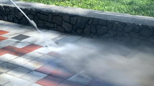 Street cleaning pressure water — Wideo stockowe