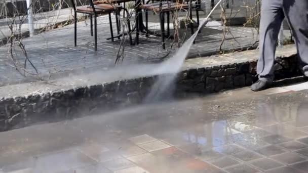 Straßenreinigung Druckwasser — Stockvideo