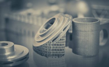 Metal 3D yazıcıya basılmış nesne. Lazer sinterlama makinesinde yaratılmış bir model