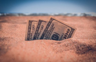 Paranın yarısı kumla kaplıydı. Deniz kıyısındaki kumsalda yatıyordu.