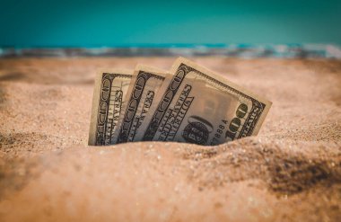 Paranın yarısı kumla kaplıydı. Deniz kıyısındaki kumsalda yatıyordu.