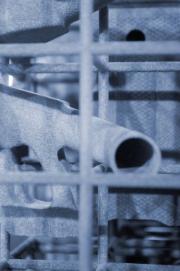 Erimiş plastik baruttan 3 boyutlu yazıcıya yakın plan baskı yapılmış. Erimiş poliyamid tozundan 3 boyutlu yazıcıya basılmış bir model. Yeni modern 3D baskı teknolojisi. Çoklu Jet Füzyon MJF teknolojisi