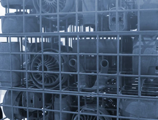 Erimiş plastik baruttan 3 boyutlu yazıcıya yakın plan baskı yapılmış. Erimiş poliyamid tozundan 3 boyutlu yazıcıya basılmış bir model. Yeni modern 3D baskı teknolojisi. Çoklu Jet Füzyon MJF teknolojisi