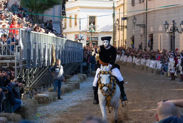 Sartiglia Oristano Corrida Cavalos Rosca Estrelas — Fotografia de Stock