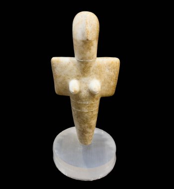 Sardunya Müzesi 'nde sergilenen kadın tanrıyı temsil eden arkeolojik mermer heykel heykelciği