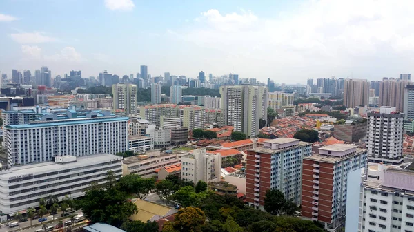 Widok Lotu Ptaka Duży Budynek Tym Kondominium Hdb Mieście Singapur — Zdjęcie stockowe