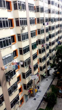 country Singapur, şehir Singapur, tarihi 25 / 04 / 2020 Singapur kentindeki HDB binasının hava görüntüsü