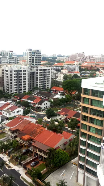 Vista Aérea Gran Edificio Moderno Antiguo Apartamento Vintage Cielo Azul — Foto de Stock