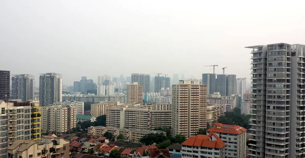 Aerial View Big Modern Building Blue Sky Singapore City — Stock Photo, Image