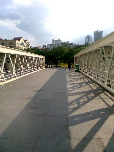 País Singapur Fecha 2020 Vista Frontal Puente Ord Río Singapur — Foto de Stock