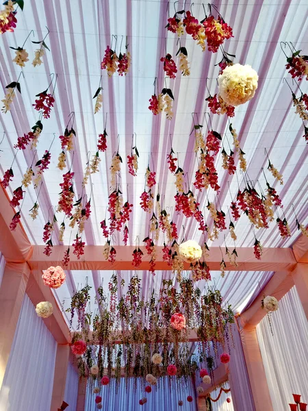 Top view of wedding decoration stage