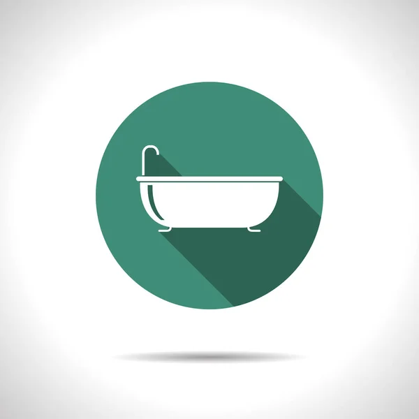Baignoire avec illustration de robinet. Icône de vecteur plat salle de bains — Image vectorielle