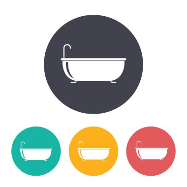 Musluk resimli küvet. Banyo düz vektör simgesi