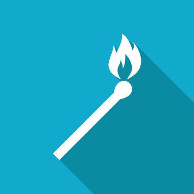 Yanan kibrit illüstrasyonu ateş vektörü düz simgesi