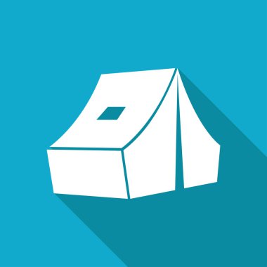 Kamp çadırı izometrik çizimi. Macera vektörü düz simgesi