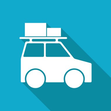 Araba aktivitesi illüstrasyonuyla seyahat ediyorum. Seyahat vektörü simgesi