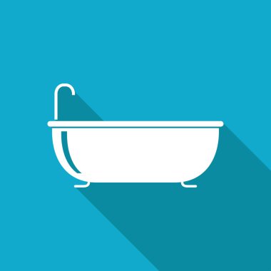 Musluk resimli küvet. Banyo düz vektör simgesi