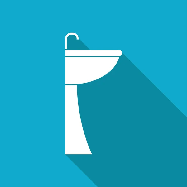 Fregadero con ilustración de grifo. Cuarto de baño vector plano icono — Vector de stock