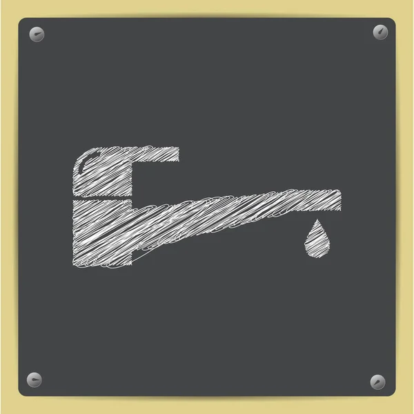 Wasserhahn mit tropfnasser Abbildung. Vektorsymbol zum Händewaschen — Stockvektor