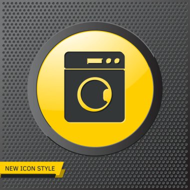 Çamaşır makinesi çizimi. Çamaşır düz vektör simgesi