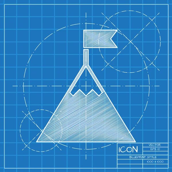산 그림에 플래그입니다. 목표 달성 벡터 아이콘 — 스톡 벡터