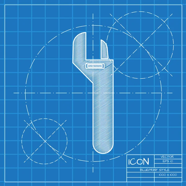 Einfache verstellbare Rohrschlüssel Illustration. Reparatur und Service-Vektor-Symbol — Stockvektor