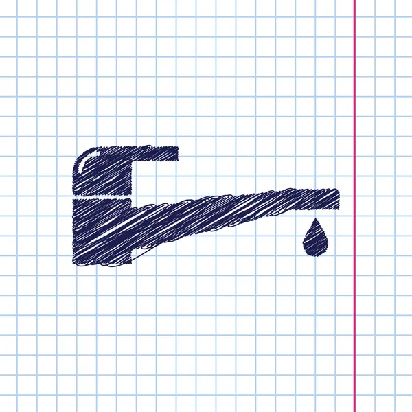 Grifo con ilustración de goteo de agua. Icono de vector lavado a mano — Archivo Imágenes Vectoriales