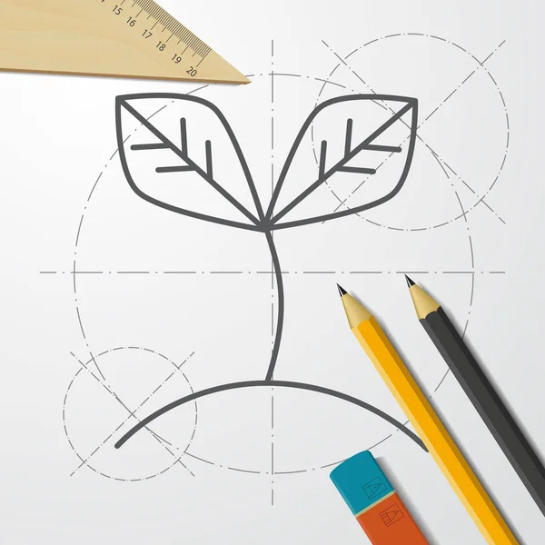 Plantera utsäde gro i marken illustration. Växa vektor ikon — Stock vektor