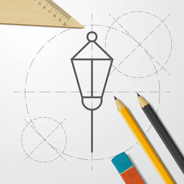 Illustrazione lampione. Icona vettoriale luce città — Vettoriale Stock