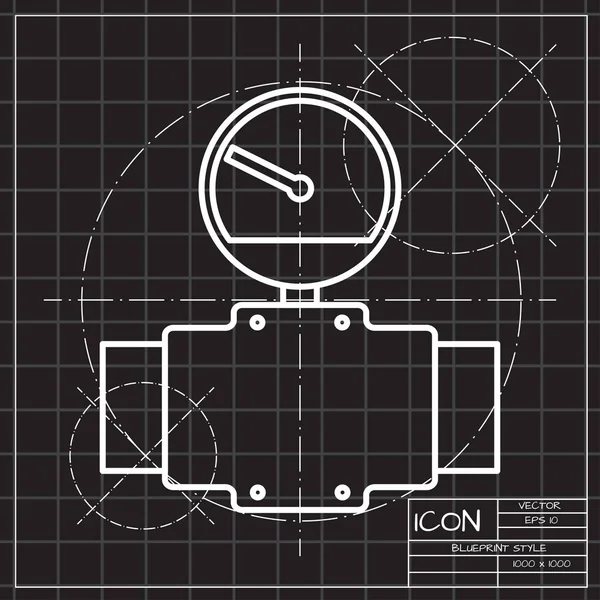 Rör tryck mätning meter Monitor illustration. Ikon för industriell ventil vektor — Stock vektor