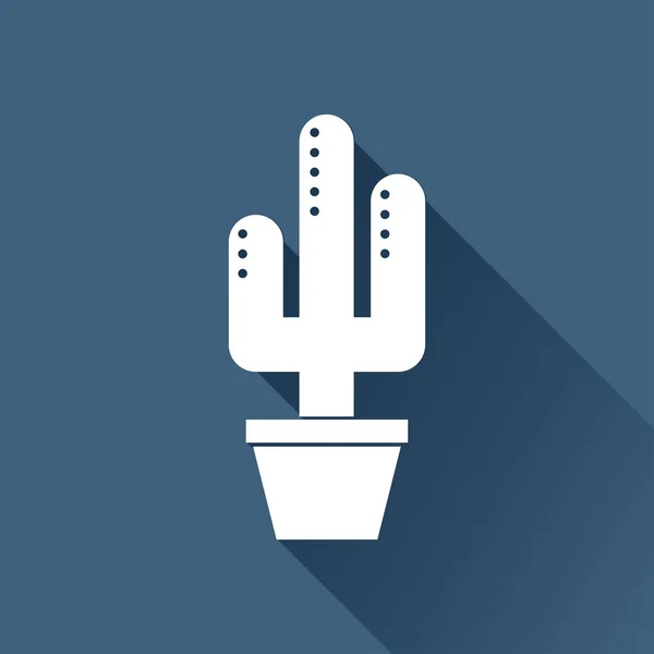 Ilustración de cactus en maceta. Icono de vector plano doméstico — Vector de stock