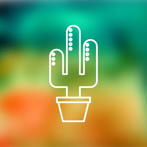 Cactus in flower pot illustration. Household flat vector icon — Stock Vector