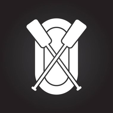 Rafting şişme tekne kürek illüstrasyon ile. Spor ve seyahat vektörü simgesi