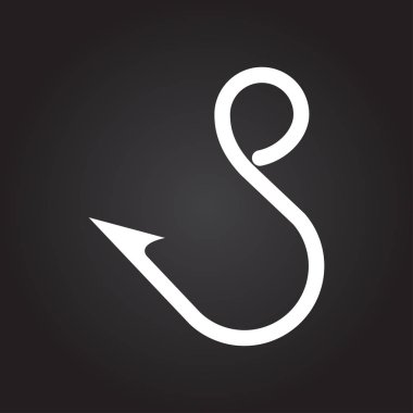 Dikenli balık kancası çizimi. Dolaşan düz vektör simgesi.