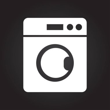 Çamaşır makinesi çizimi. Çamaşır düz vektör simgesi