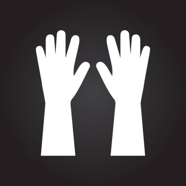 Banyo veya mutfak resimlerinde duvarları yıkamak için lastik eldiven. Temizleme servisi vektör simgesi