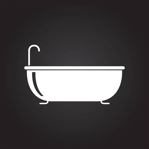 Bañera con ilustración de grifo. Cuarto de baño vector plano icono — Vector de stock