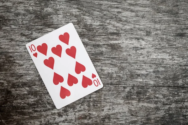 Oyun kartı on kalplerin — Stok fotoğraf