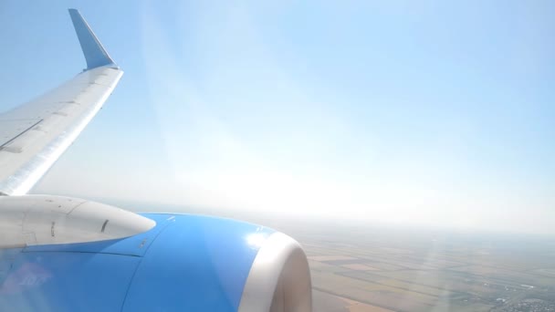 Nézd át a repülőgépen ablak — Stock videók