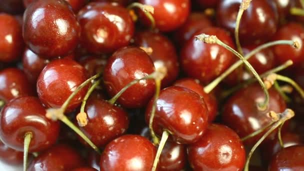 Fresh, ripe, juicy cherries rotate. — Stock Video