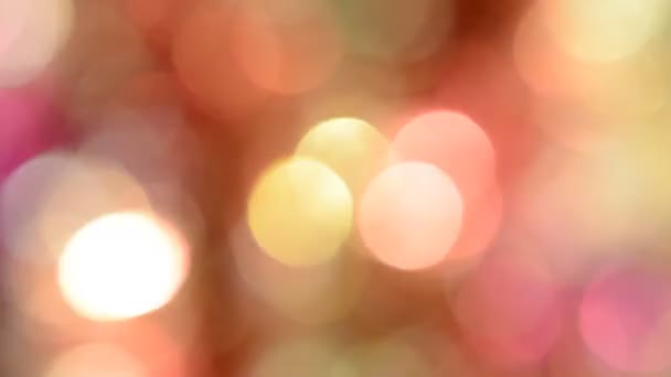 微妙的粉红色黄色圆圈散景灯 — 图库视频影像