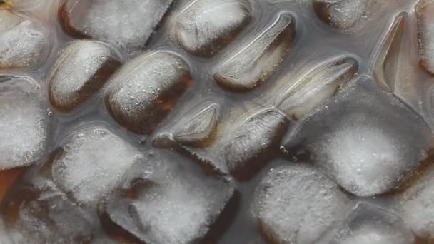 Cola with ice close up — Stock Video