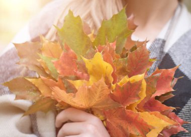 Kadın el yakın çekim yaprak