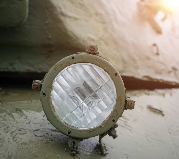 Headlight on a military old car — Stock Photo, Image